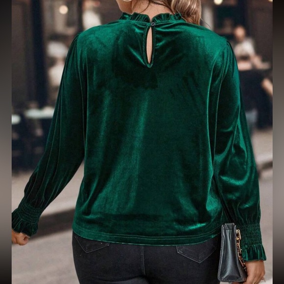Luxe flounce sleeve velvet top - Picture 2 of 7